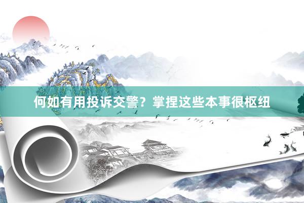 何如有用投诉交警？掌捏这些本事很枢纽